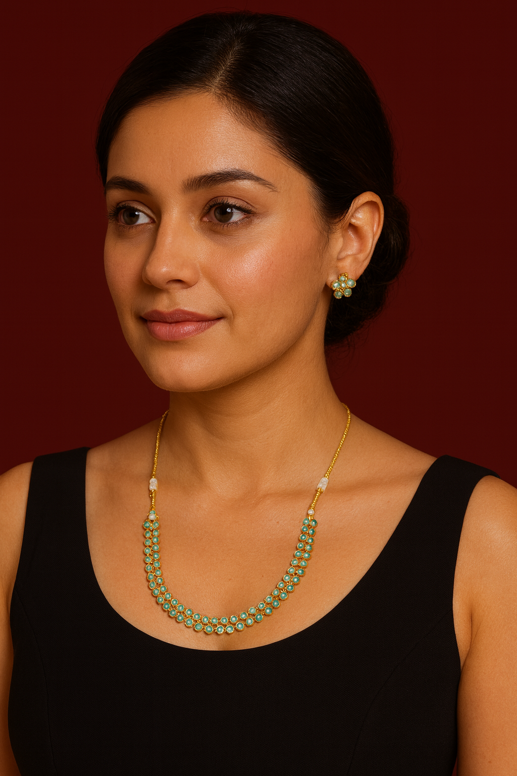 Stone necklace with earring