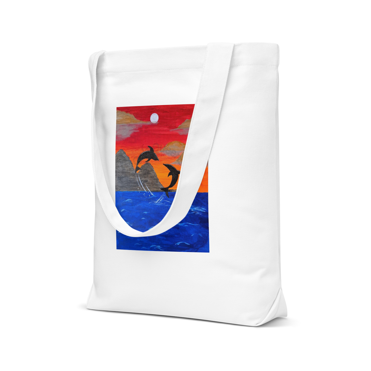 "Sunset Serenity - Dancing Dolphins" Tote Bag