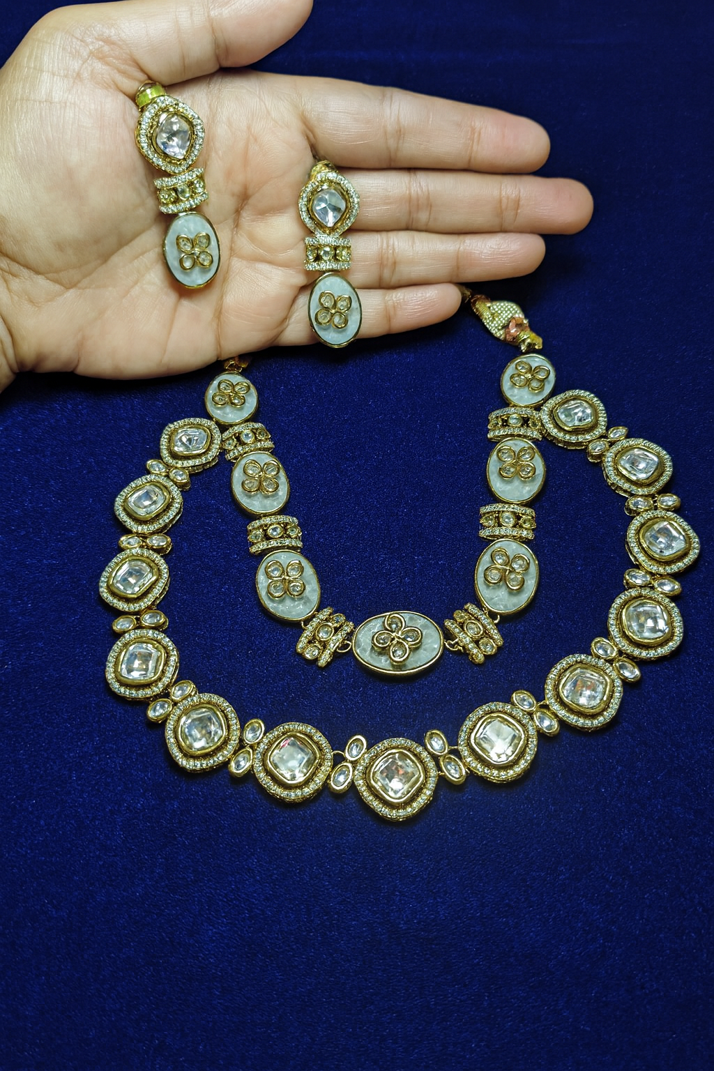 Kundan layered necklace with earrings