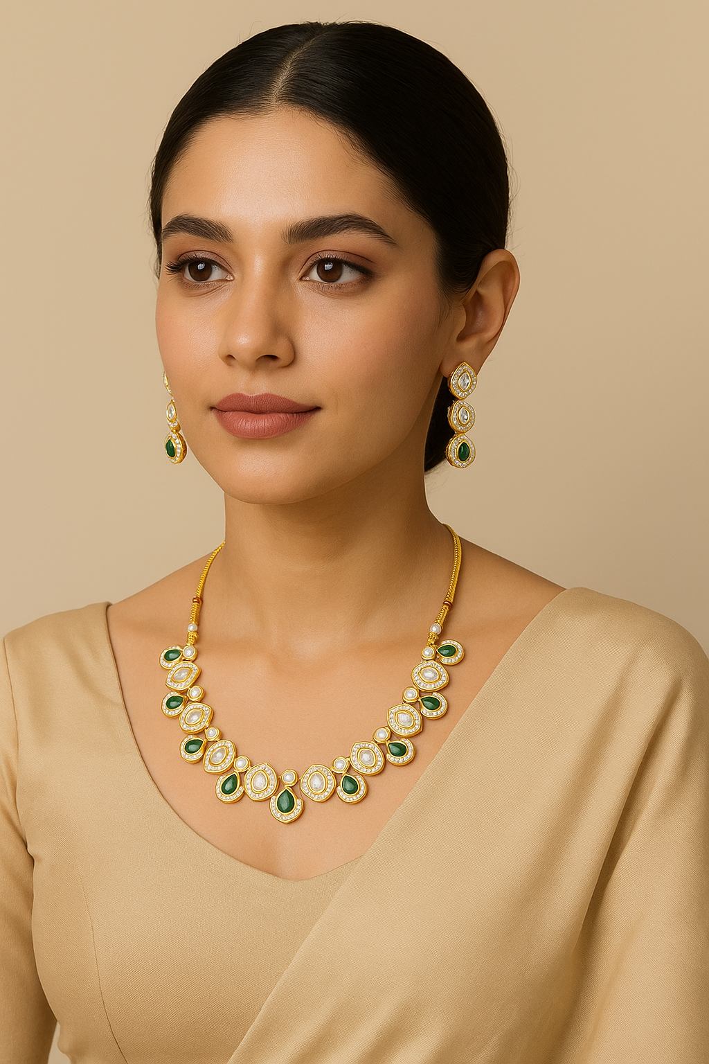 Kundan necklace with earrings