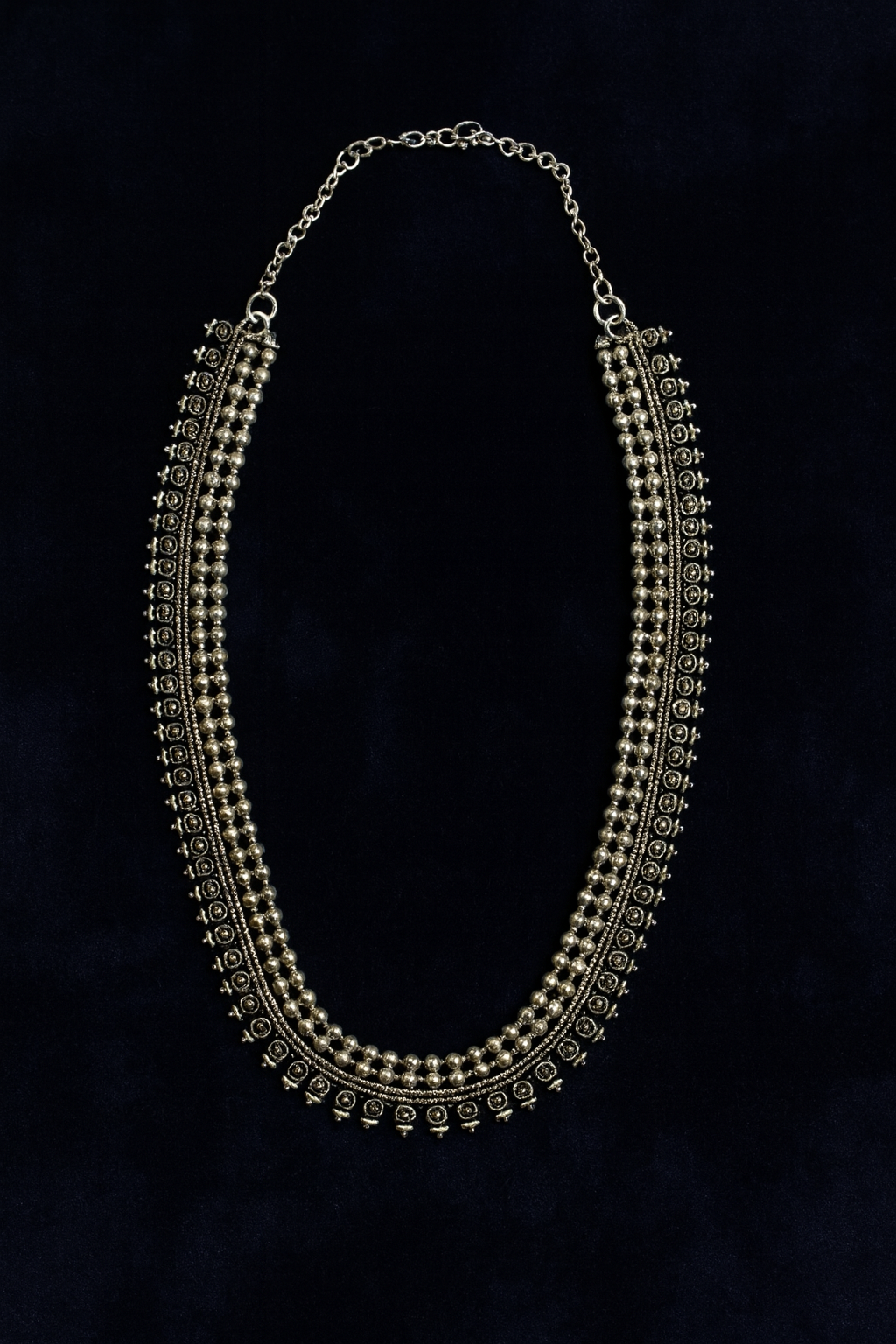 Silver long necklace 2108