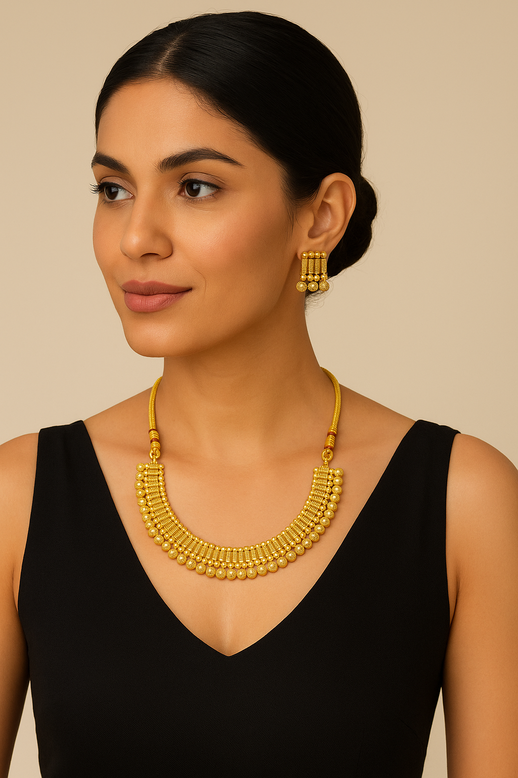 Gold necklace with earrings - 2103