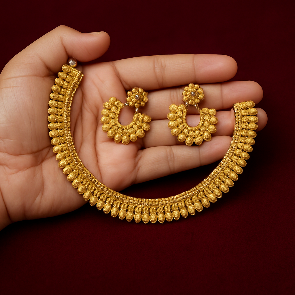 Gold necklace with earrings - 2102
