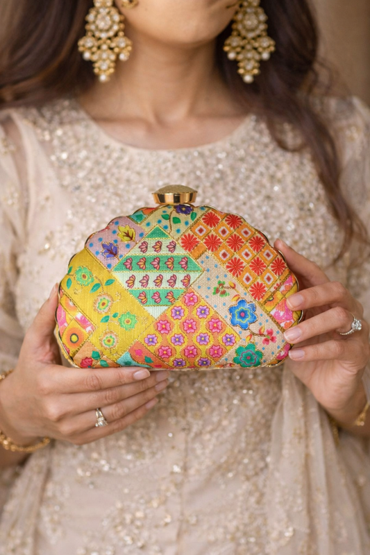 Multicolor Patchwork Embroidered Clutch Bag – Luxury Party & Wedding Handbag