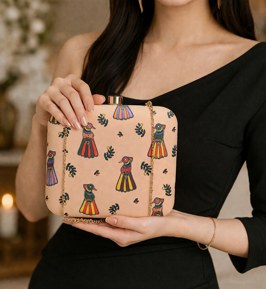 Handcrafted Bird Motif Clutch Bag – Premium Ethnic Party Wear Sling for Women