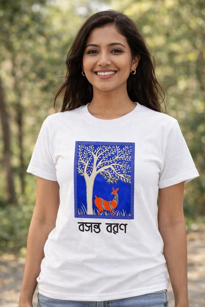 Whispers of the Forest | Madhubani Print T-Shirt for Men & Women | Ethnic Indian Art Tee