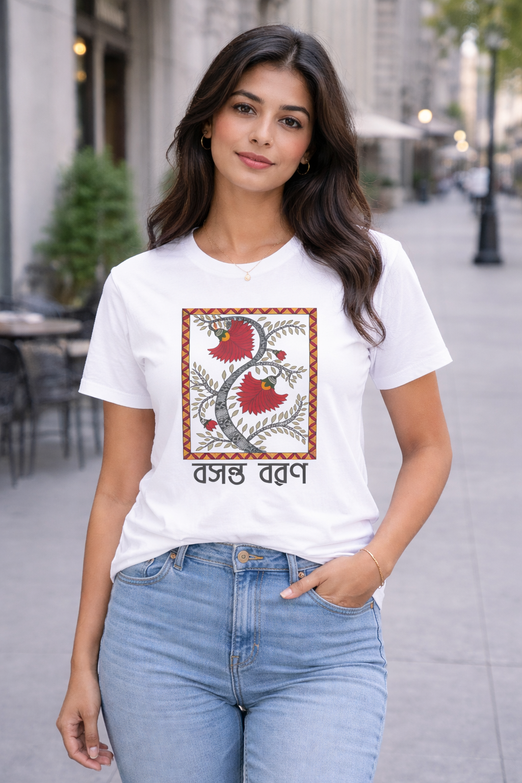 Eternal Spring | Madhubani Print T-Shirt for Men & Women | Ethnic Indian Art Tee