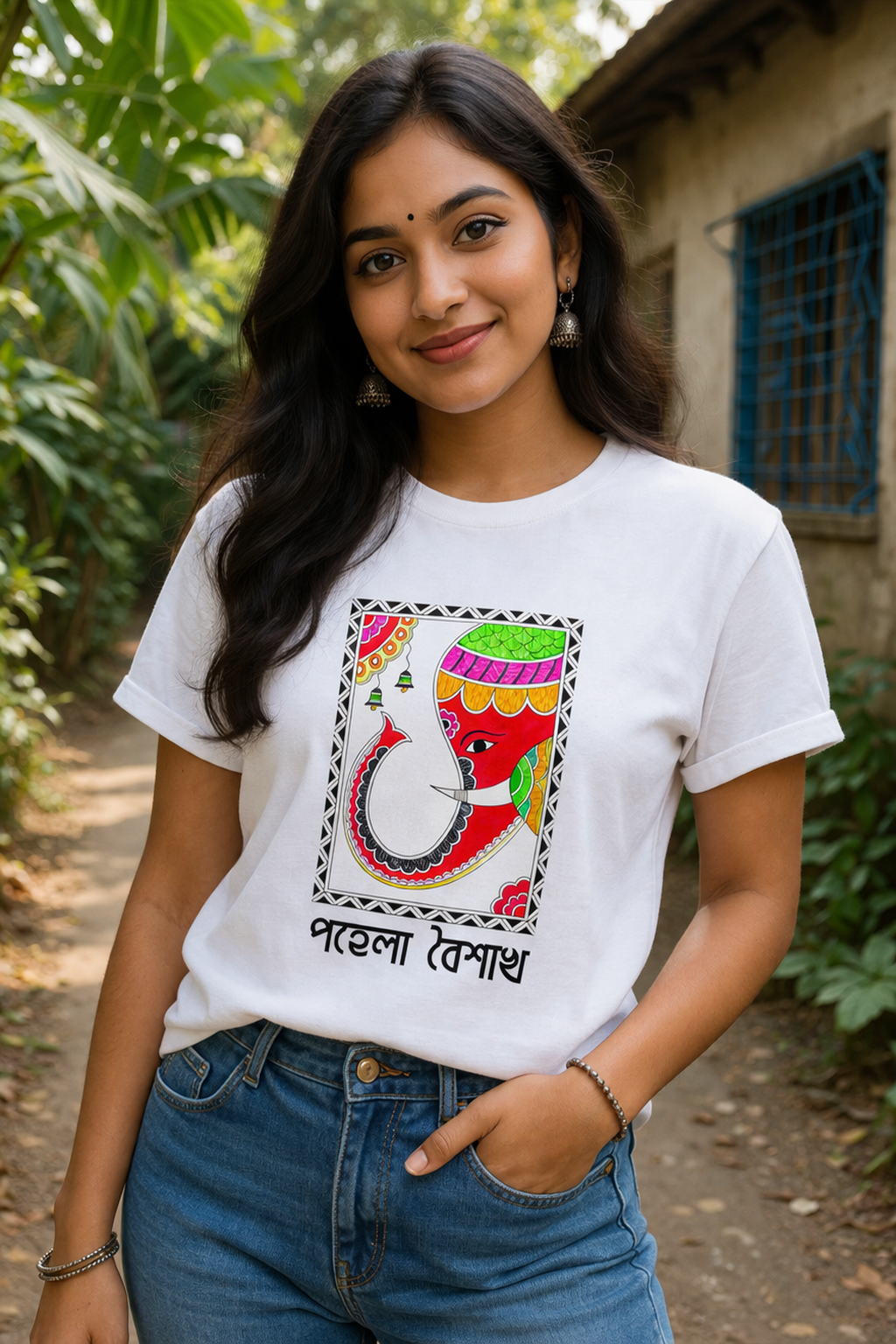 Harmony in Colors | Madhubani Print T-Shirt for Men & Women | Ethnic Indian Art Tee
