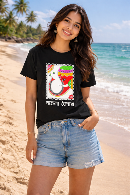 Harmony in Colors | Madhubani Print T-Shirt for Men & Women | Ethnic Indian Art Tee