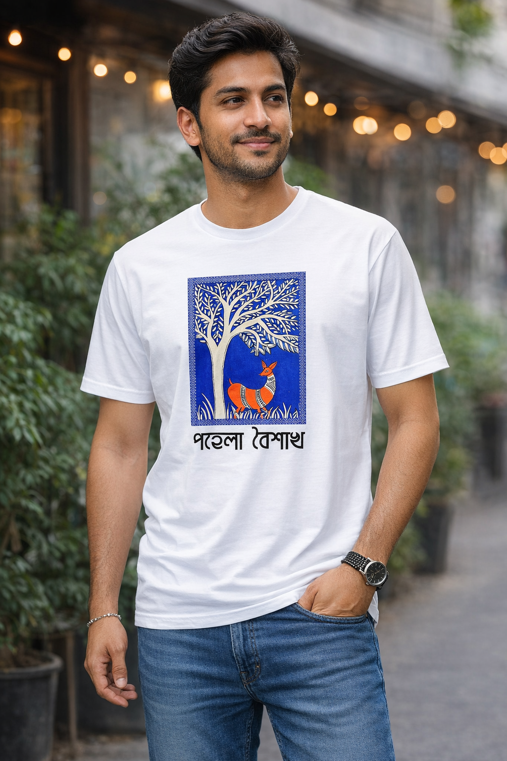 Whispers of the Forest | Madhubani Print T-Shirt for Men & Women | Ethnic Indian Art Tee