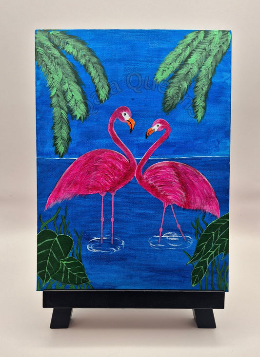 "Flamingo Embrace" Canvas Paining