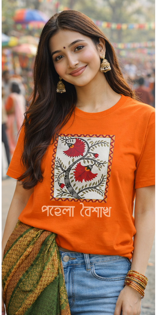 Eternal Spring | Madhubani Print T-Shirt for Men & Women | Ethnic Indian Art Tee