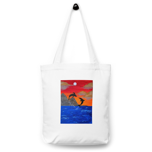 "Sunset Serenity - Dancing Dolphins" Tote Bag
