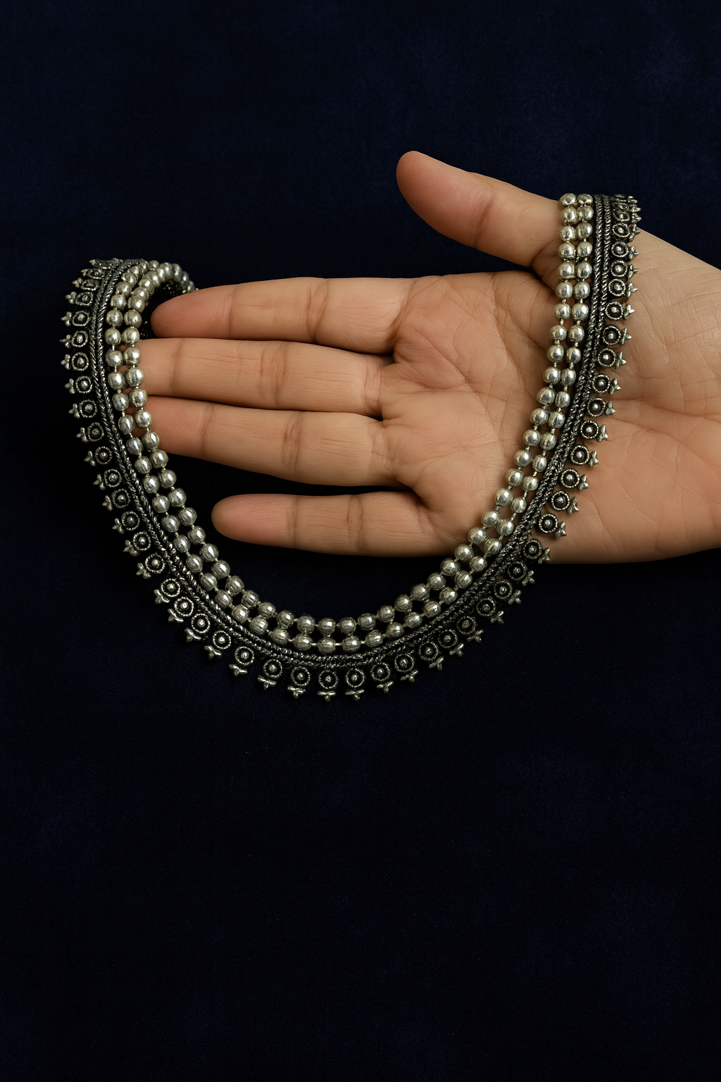 Silver long necklace 2108