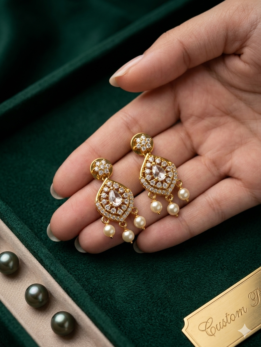 Royal Pearl Necklace & Earrings Set