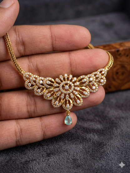 Elegant Dewdrop Diamond Necklace & Earrings Set