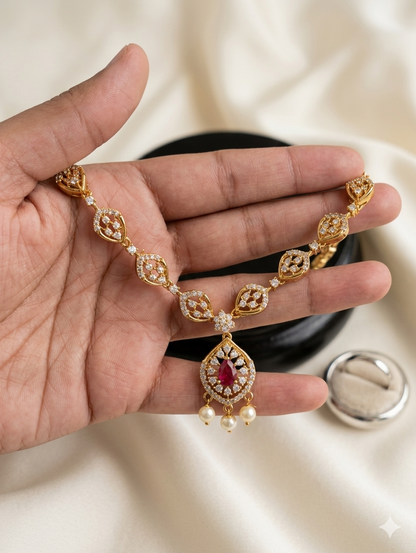 Royal Pearl Necklace & Earrings Set