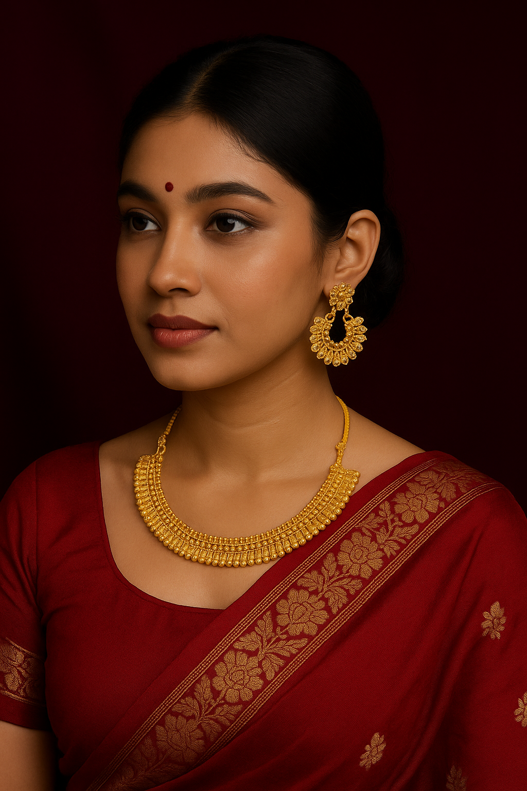 Gold necklace with earrings - 2102