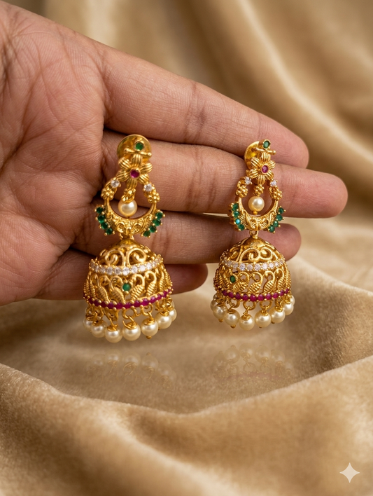 Traditional Polki Jhumka Earrings