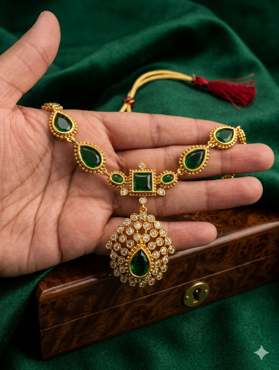 Vintage Style Statement Necklace Set with Drop Earrings