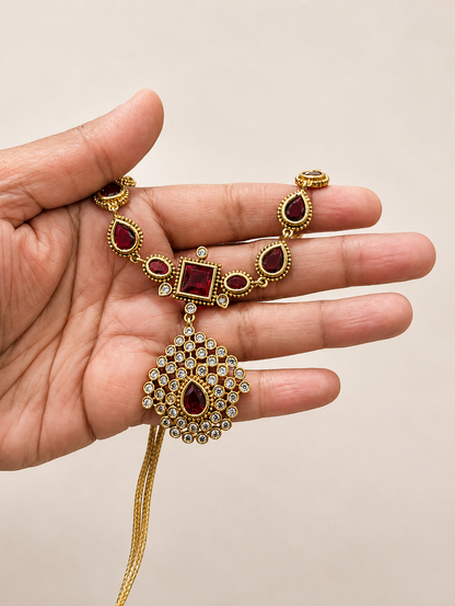 Vintage Style Statement Necklace Set with Drop Earrings