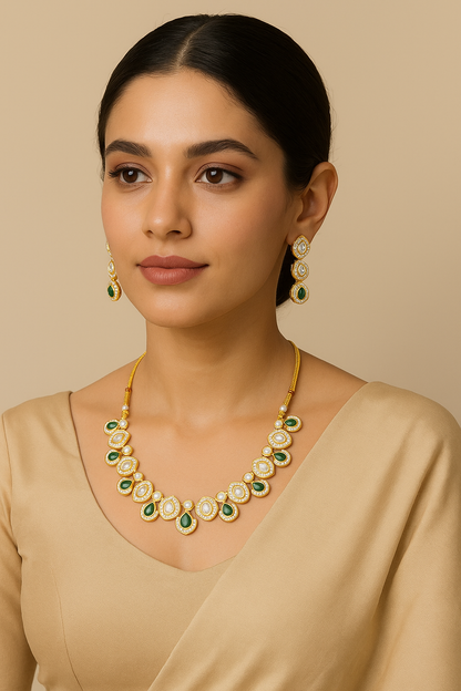 Kundan necklace with earrings