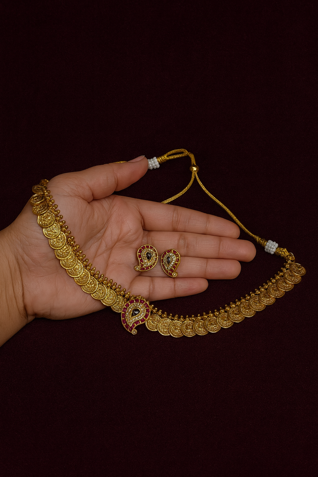Coin necklace with earrings