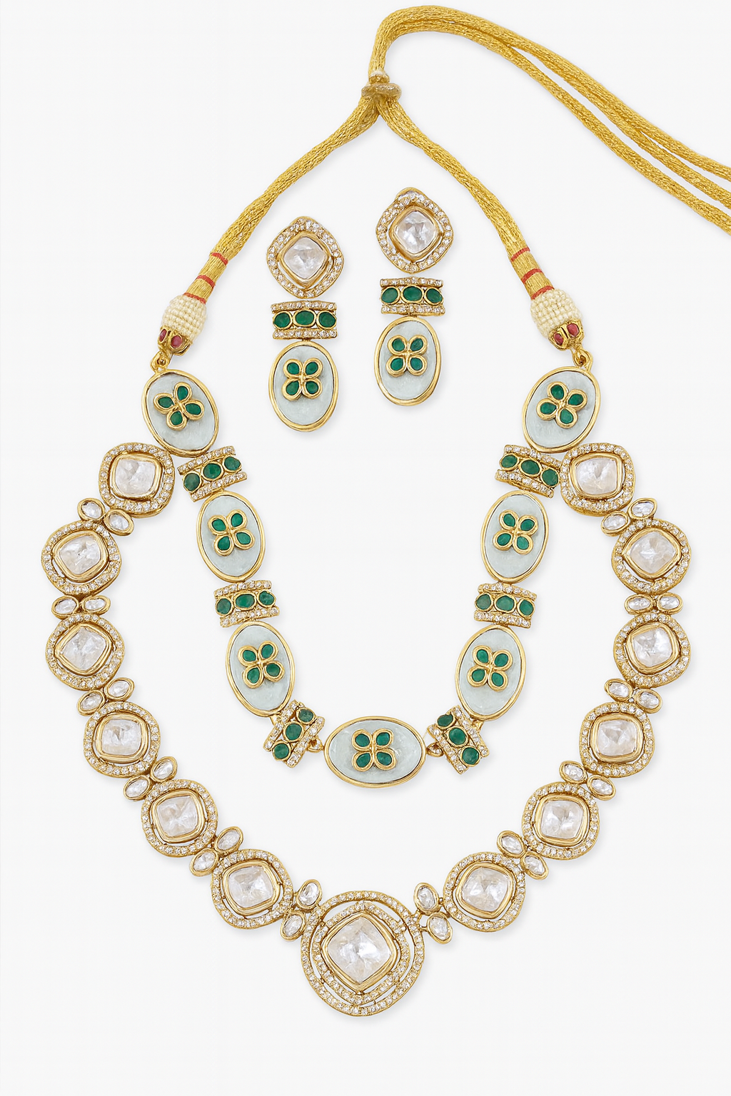 Kundan layered necklace with earrings