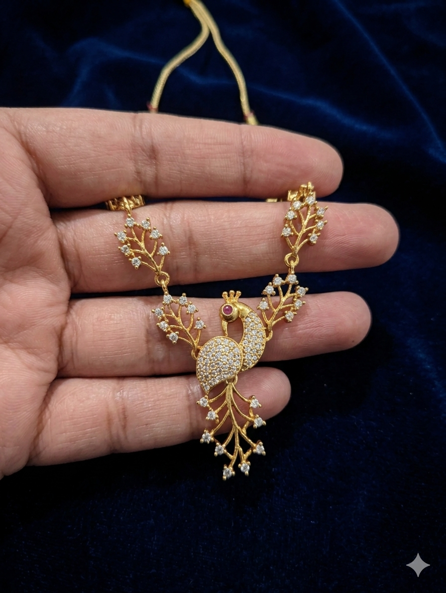 Luxury Peacock Diamond Necklace & Earrings Set
