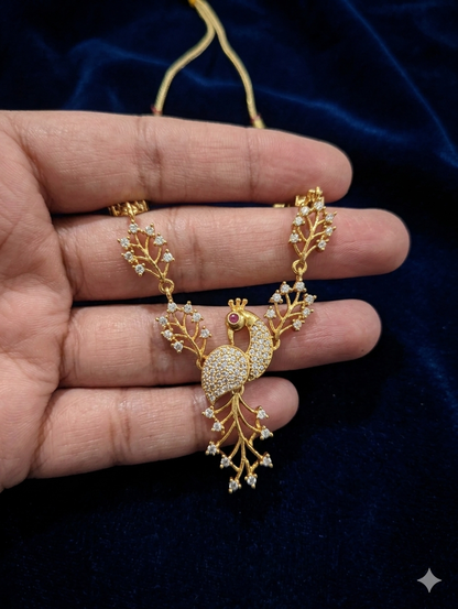 Luxury Peacock Diamond Necklace & Earrings Set