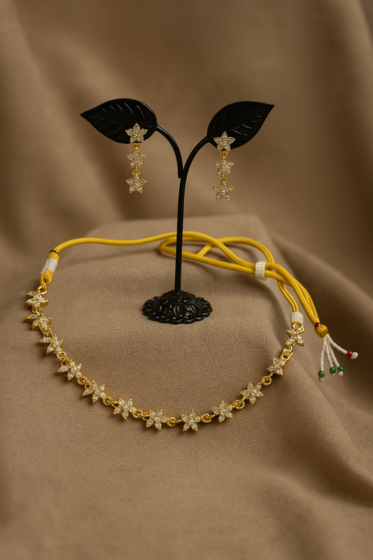 Diamond climber necklace with earrings