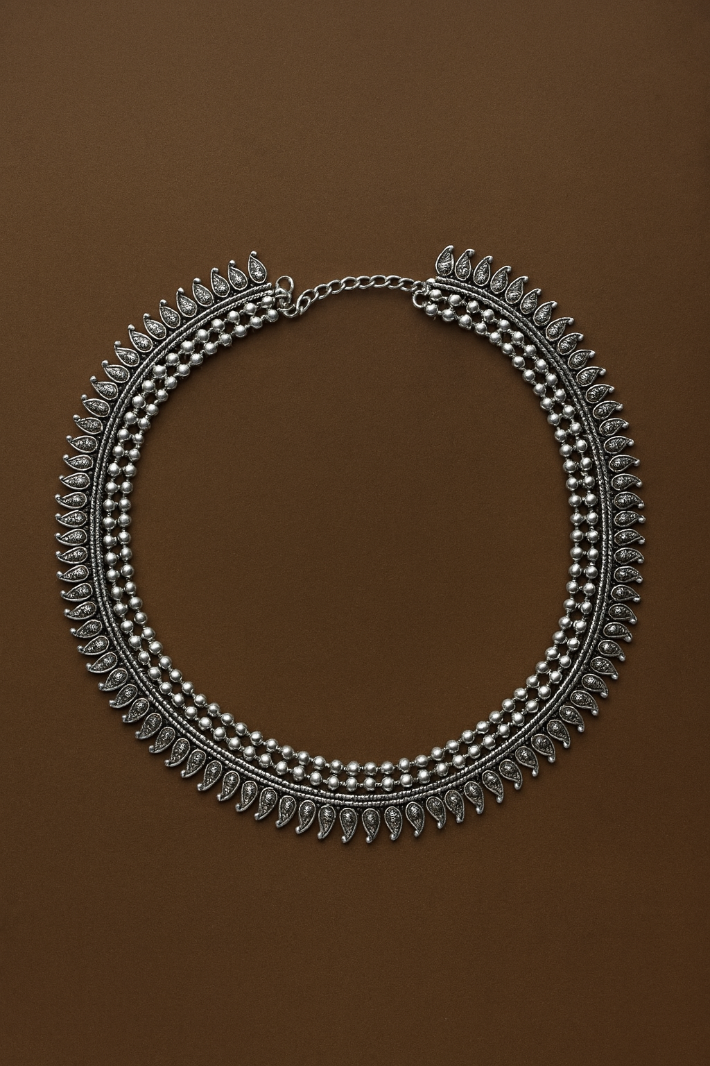 Silver long necklace 2106