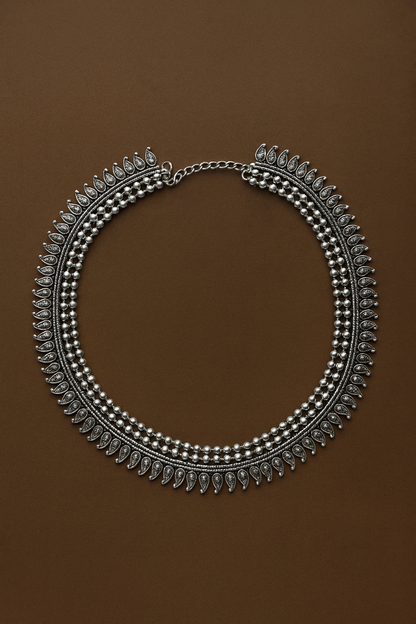 Silver long necklace 2106