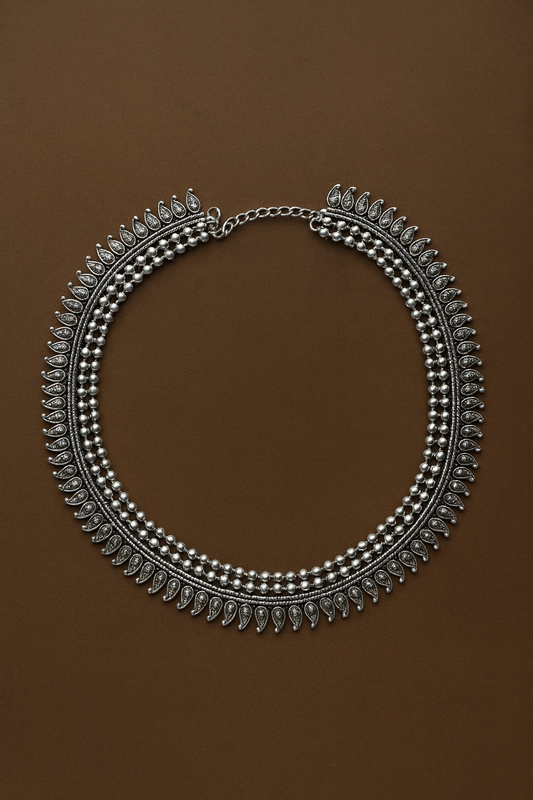Silver long necklace 2106