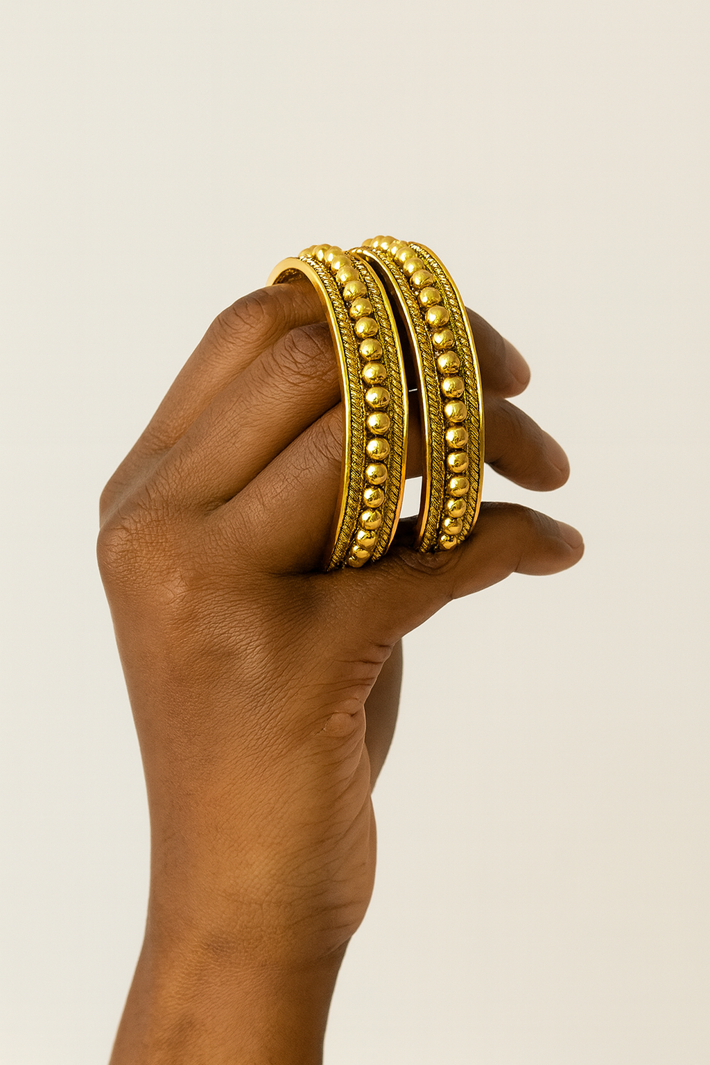 Gold openable kada with small spheres