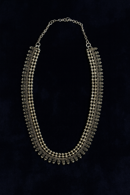 Silver long necklace 2108
