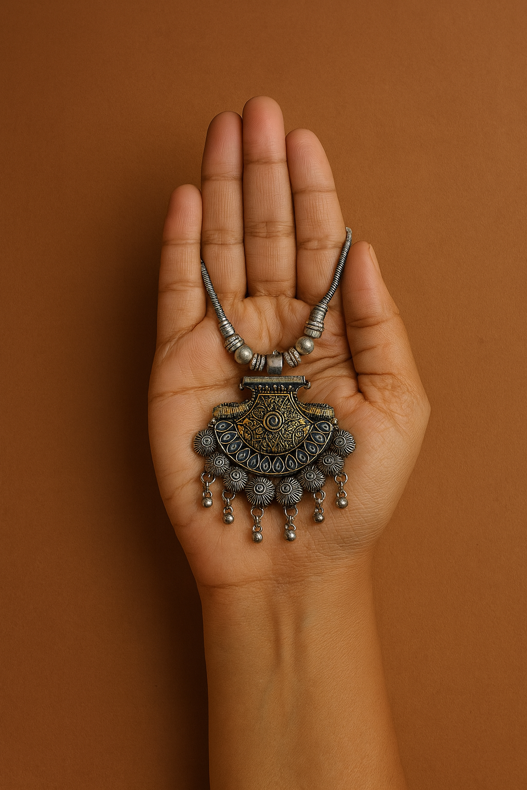 Silver long chain with pendant 2107