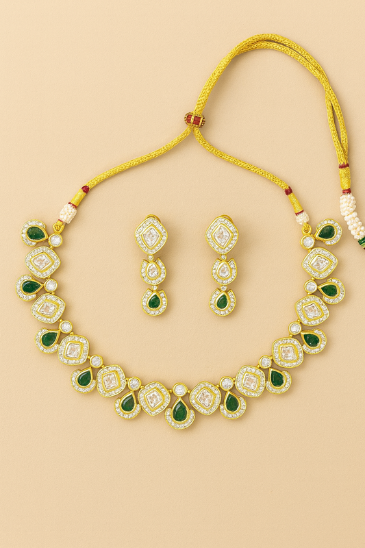 Kundan necklace with earrings