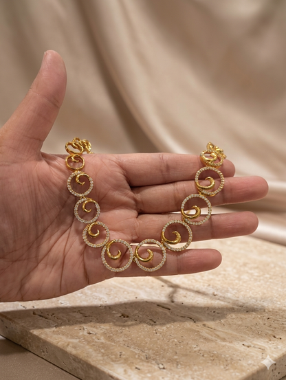 Elegant Snail Diamond Necklace & Earrings Set