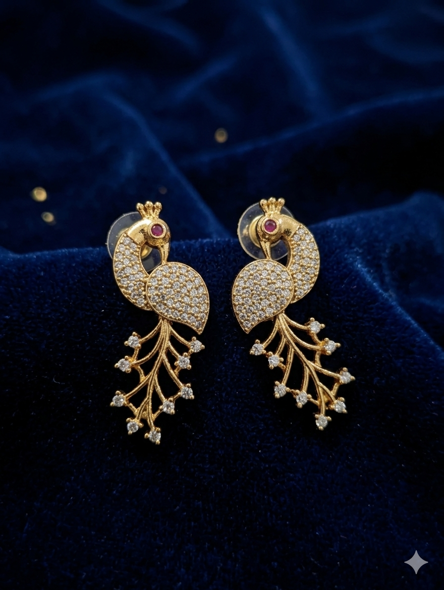 Luxury Peacock Diamond Necklace & Earrings Set