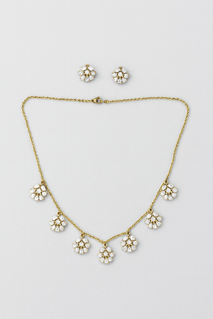 Diamond charm necklace with earrings
