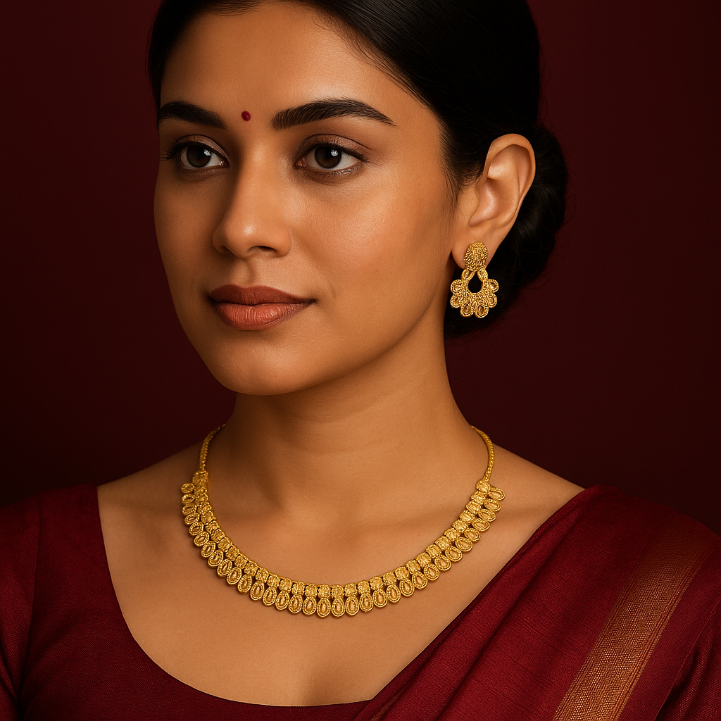 Gold necklace with earrings - 2101