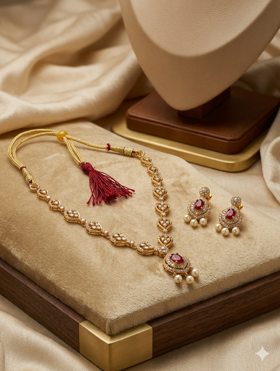 Royal Pearl Necklace & Earrings Set