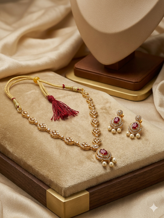 Royal Pearl Necklace & Earrings Set