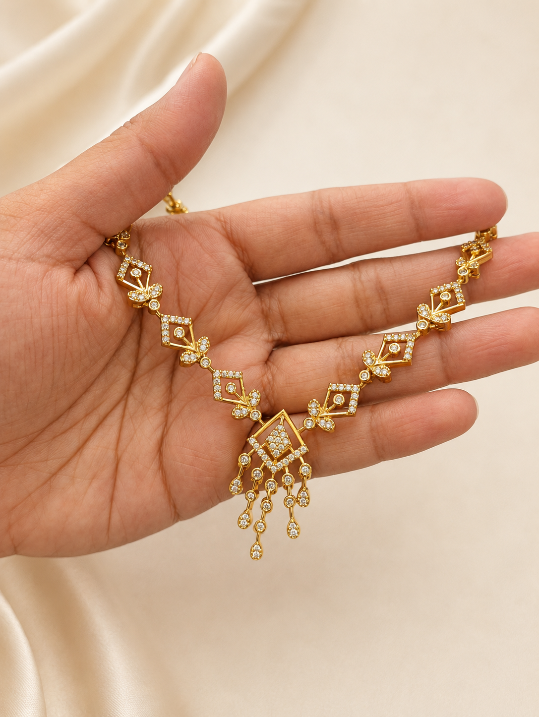 Luxury Waterfall Diamond Necklace & Earrings Set