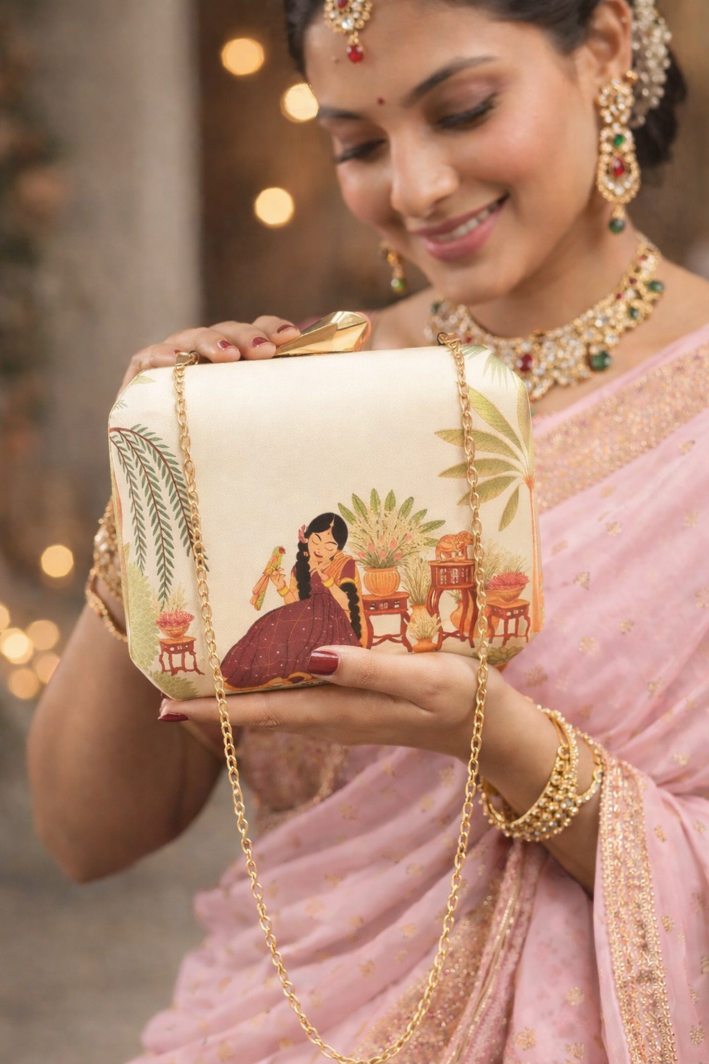 Designer Indian Motif Clutch – Premium Wedding & Festive Shoulder Bag