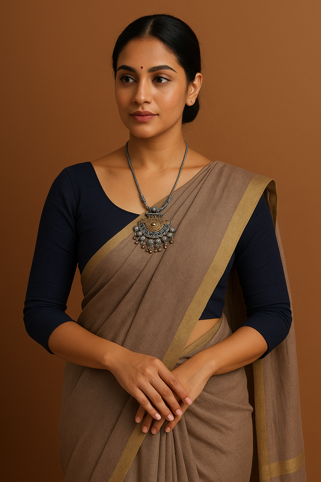 Silver long chain with pendant 2107