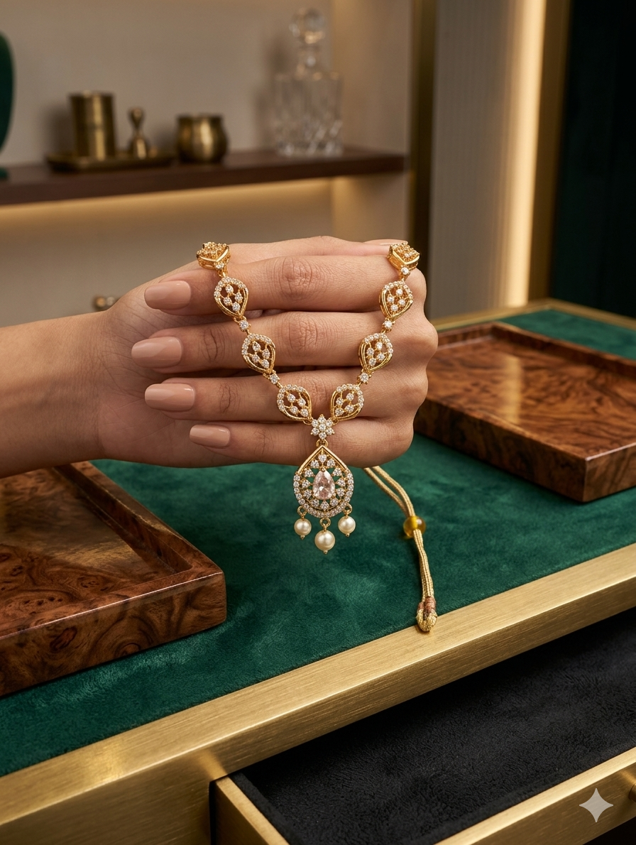 Royal Pearl Necklace & Earrings Set