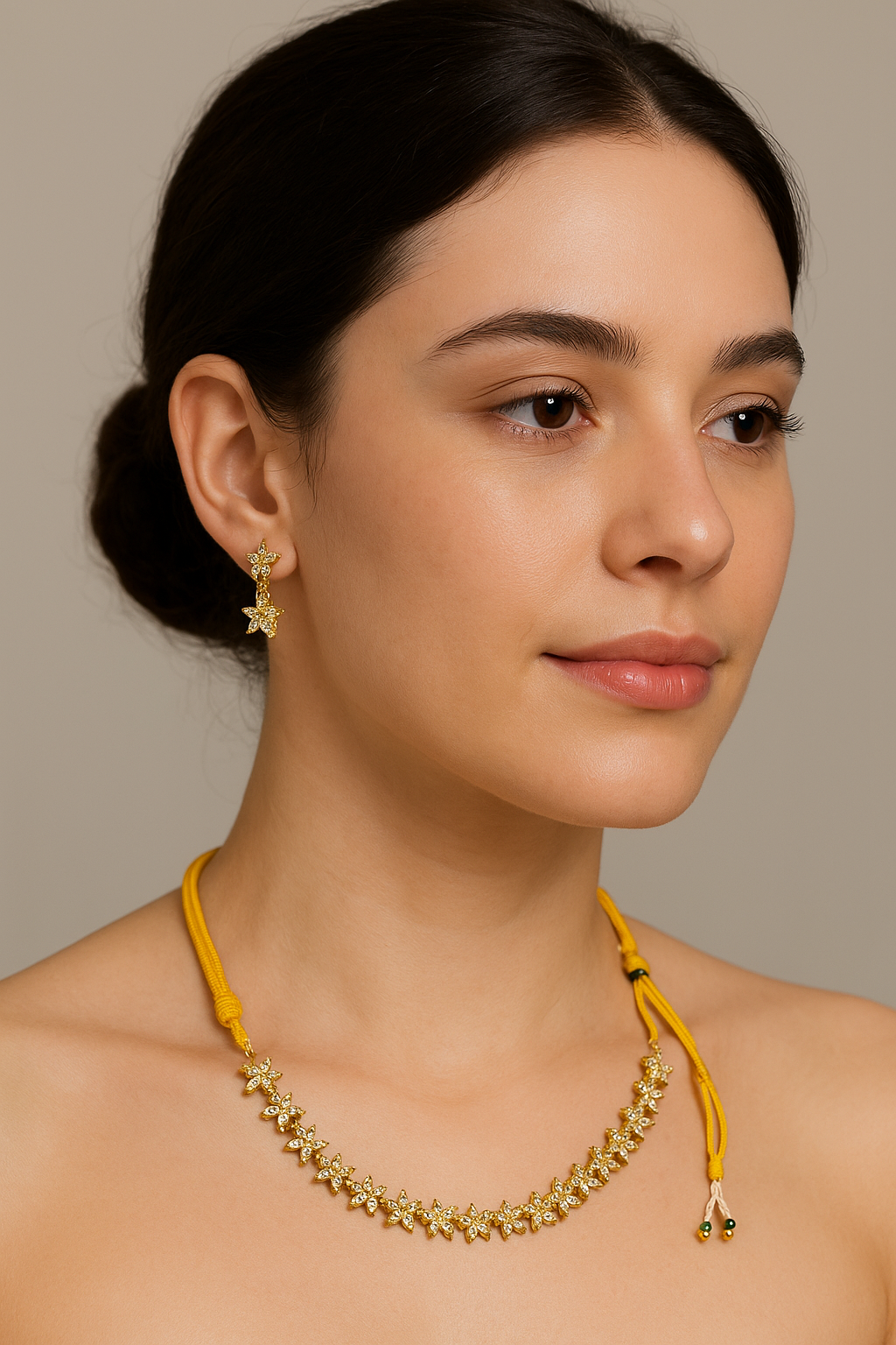 Diamond climber necklace with earrings