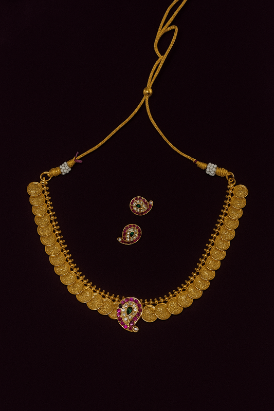 Coin necklace with earrings